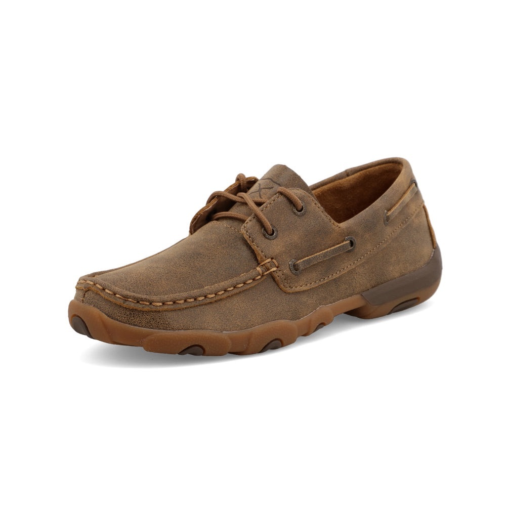 TWISTED X Brown Leather Women's Boat Shoe Driving Moc Moccasins Loafers Shoes